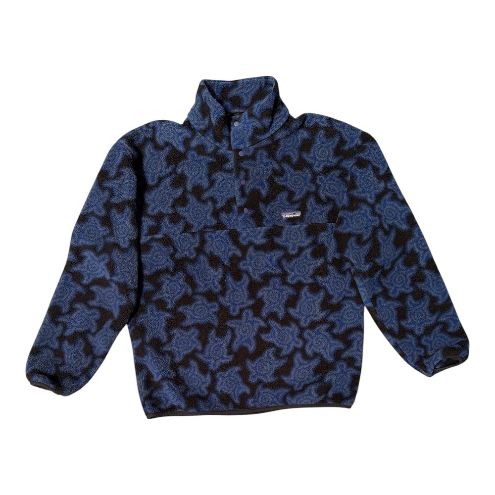 Vintage Patagonia Synchilla Snap-T F5 1995 Blue Turtle Print Made in Canada Med